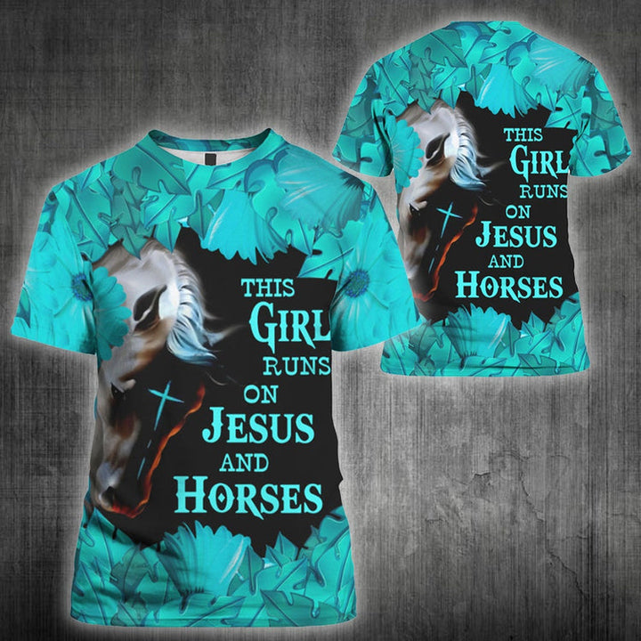 Horse Gift Idea This Girl Runs On Jesus Cool 3D All Over Print | For Men & Women | Adult | HP708-BehighStyle