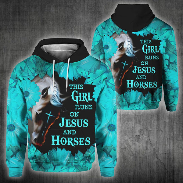 Horse Gift Idea This Girl Runs On Jesus Cool 3D All Over Print | For Men & Women | Adult | HP708-BehighStyle