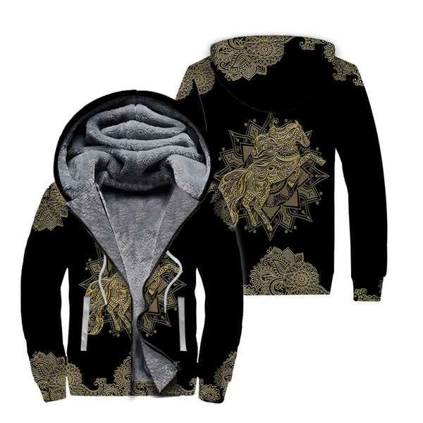 Horse Mandala Fleece Zip Hoodie All Over Print | FZ694
