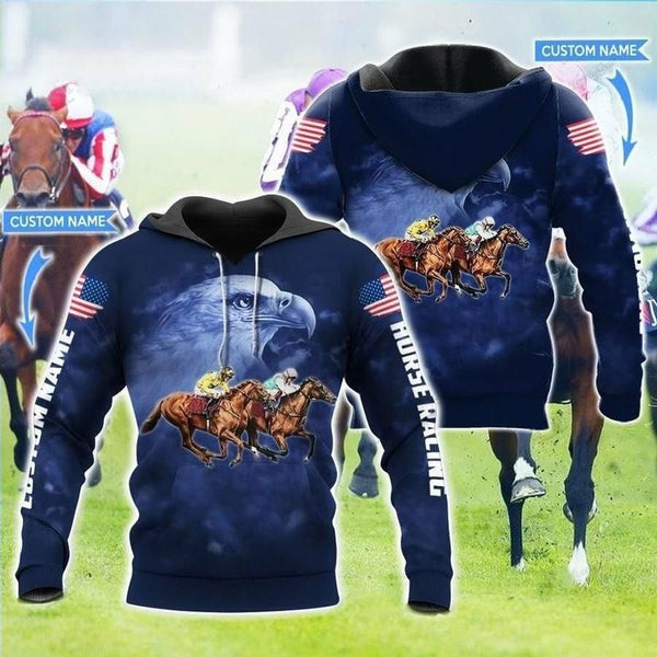Horse Racing Eagle Custom Name 3D All Over Print | Adult | CN249