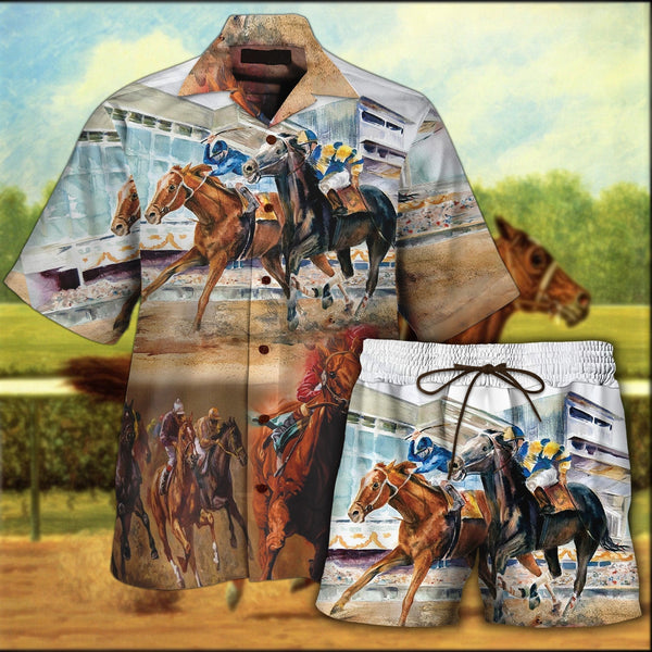 Horse Racing Hawaiian Shirt Set | For Men & Women | HS111-BehighStyle