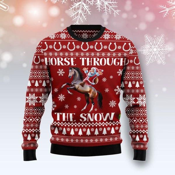 Horse Through The Snow Christmas Ugly Christmas Sweater | For Men & Women | Adult | US1192-BehighStyle