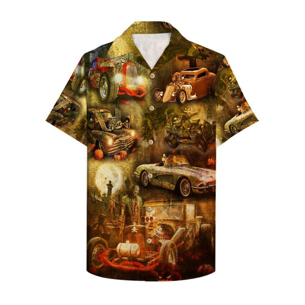 Hot Rod Pumpkin Racing Halloween Hawaiian Shirt | HW3080