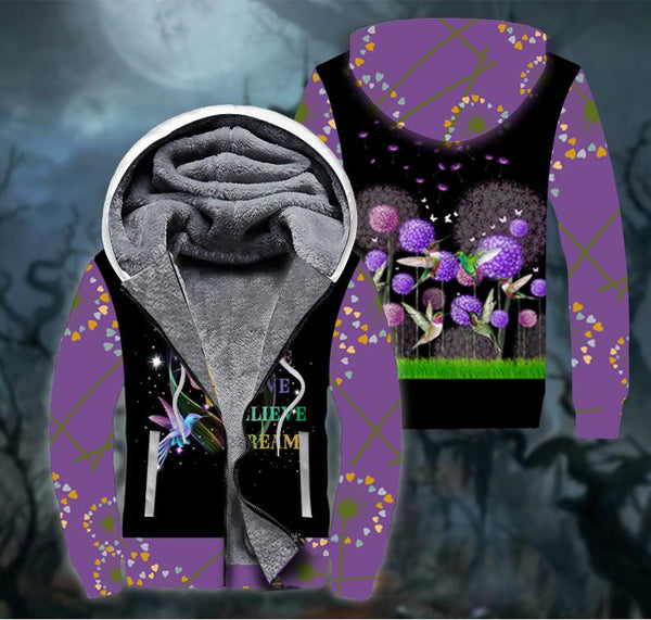 Hummingbird Dandelion Fleece Zip Hoodie All Over Print | FZ441
