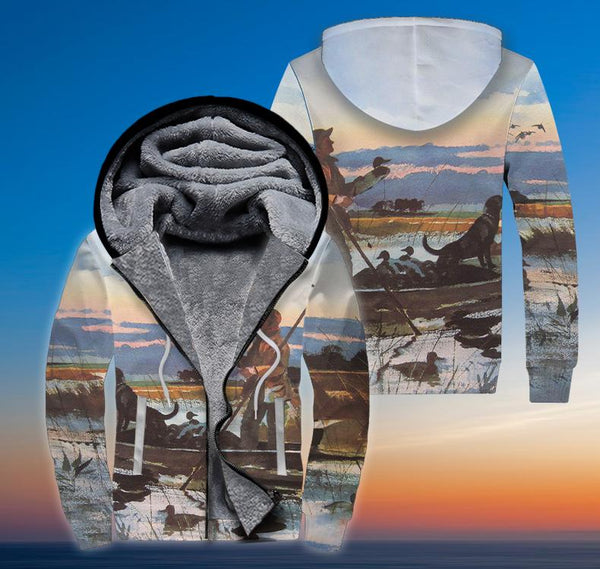 Hunting Duck Fleece Zip Hoodie All Over Print | FZ614
