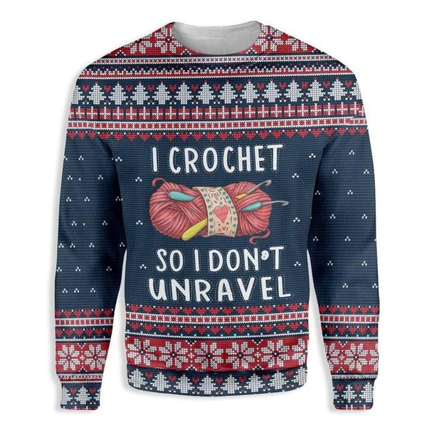 I Crochet So I Dont Unravel Sewing Ugly Christmas Sweater | Adult | US2109