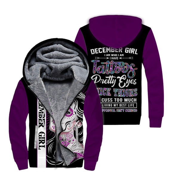 I Have Tattoos Pretty Eyes Thick Thighs Fleece Zip Hoodie All Over Print | For Men & Women | FT4312