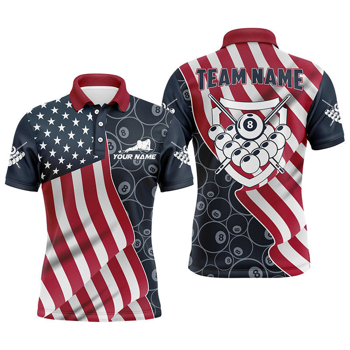 Maxcorners US Flag 8 Ball Pattern Billiard Personalized Name Unisex Shirt