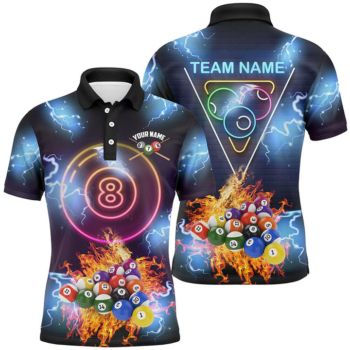 Maxcorners Ball 8 Neon Light Billiard Personalized Name Unisex Shirt