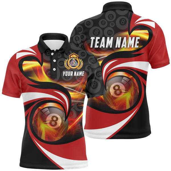Maxcorners Black Red 8 Ball Billiard Personalized Name Unisex Shirt
