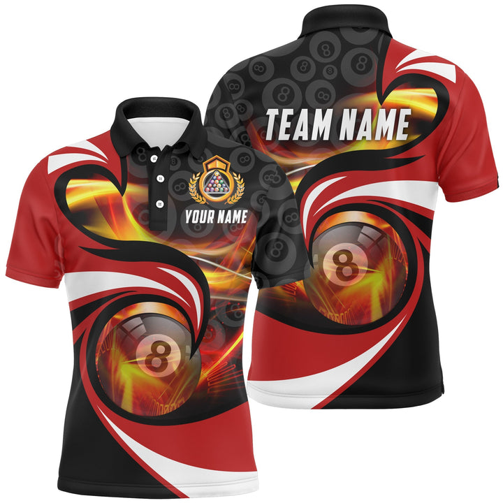 Maxcorners Black Red 8 Ball Billiard Personalized Name Unisex Shirt