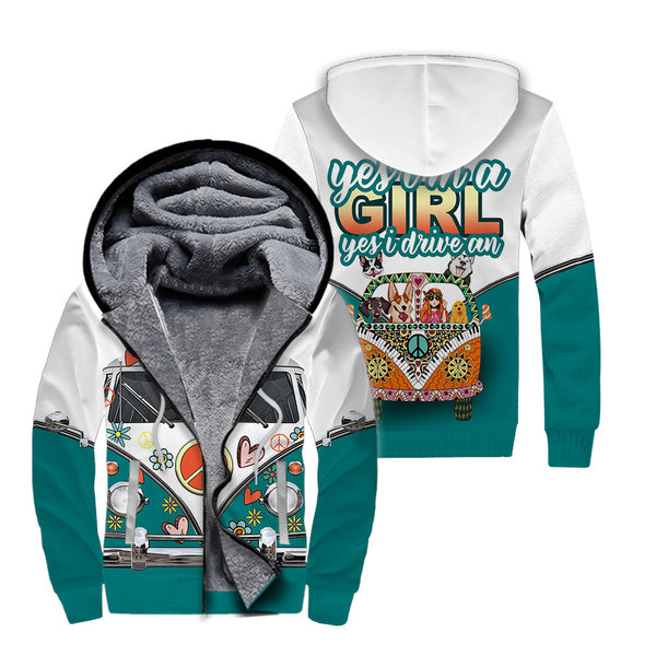 I'm A Girl Hippie Truck Fleece Zip Hoodie All Over Print | FZ701