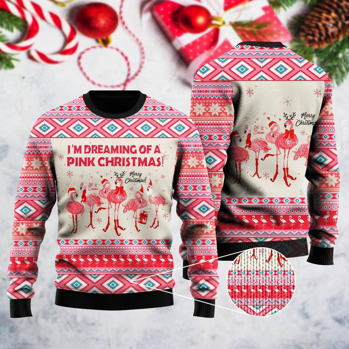 I'm Dreaming Of A Pink Christmas Flamingo Ugly Christmas Sweater | For Men & Women | Adult | US1553-BehighStyle