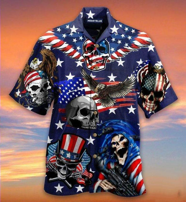 Independence Day Eagle Patriotic Skull Hawaiian Shirt | For Men & Women | HW1308-BehighStyle