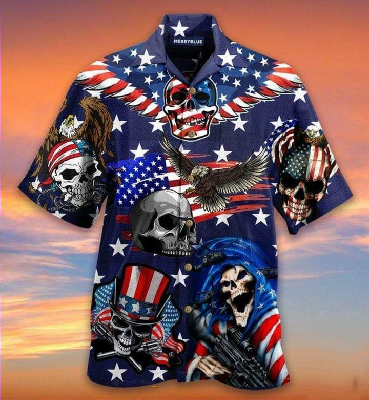 Independence Day Eagle Patriotic Skull Hawaiian Shirt | For Men & Women | HW1308-BehighStyle