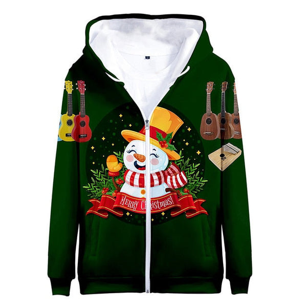 Instrusment Snowman Christmas Fleece Zip Hoodie All Over Print | FZ606