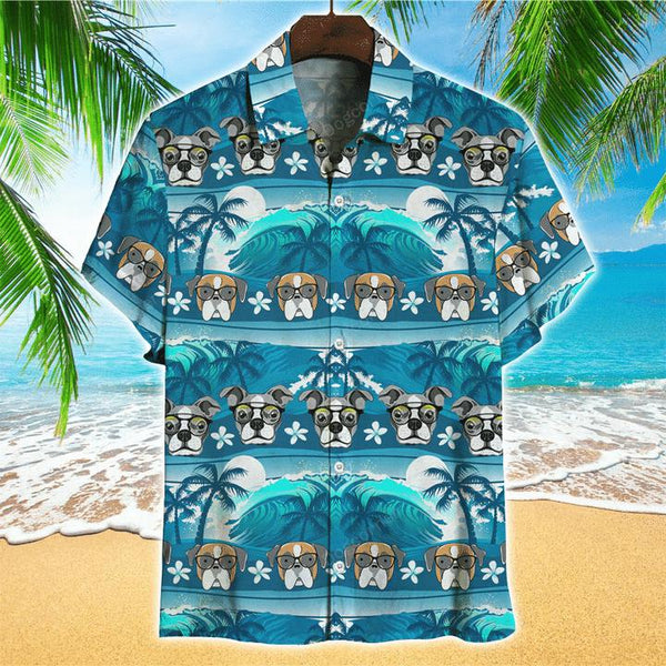 Intelligent Boxer Dog With Coconut Tree And Waves Hawaiian Shirt | For Men & Women | HW1179-BehighStyle