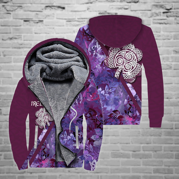 Irish Celtic Cross Shamrock St Patrick's Day Fleece Zip Hoodie All Over Print | FZ327