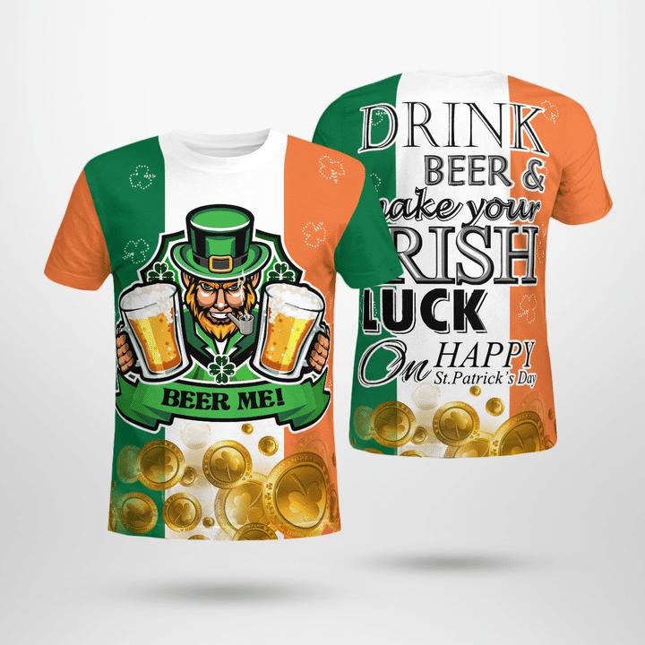 Irish Leprechaun Drink Beer Happy St. Patrick's Day 3D All Over Print | For Men & Women | Adult | HP1298-BehighStyle