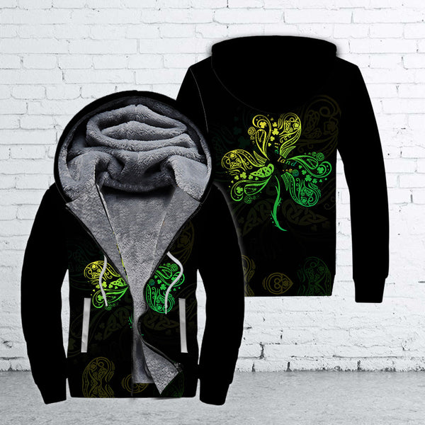 Irish Saint Patrick's Day Shamrock Celtic Cross Fleece Zip Hoodie All Over Print | FZ319