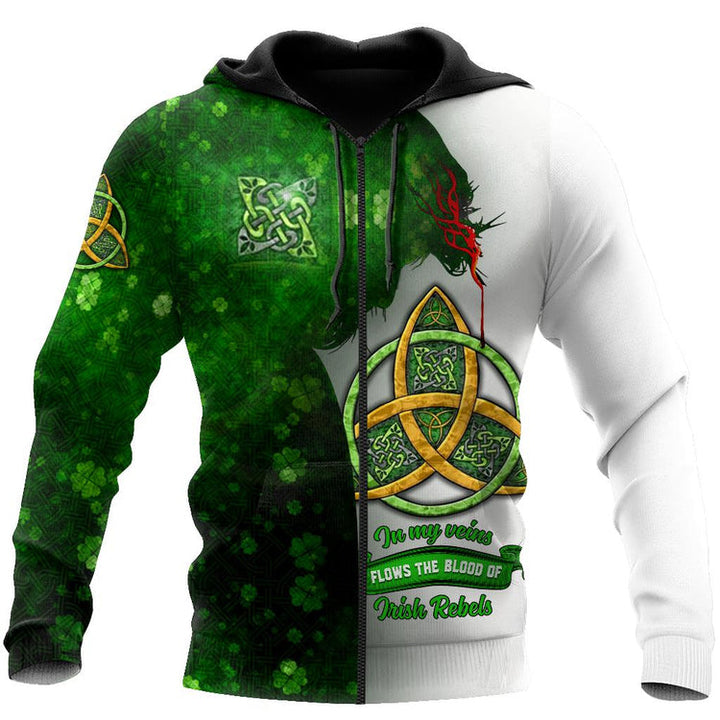 Irish St. Patrick Jesus Rebel In My Vain Cool Design Unisex 3D All Over Print | For Men & Women | Adult | HP754-BehighStyle