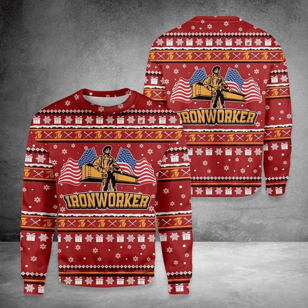 Ironworker American Flag Ugly Christmas Sweater | For Men & Women | Adult | US1286-BehighStyle