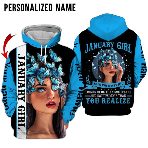 January Girl Butterfly Custom Name 3D All Over Print | Adult | CN212
