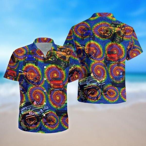 Jeep Tie Dye Aloha Hawaiian Shirt | For Men & Women | HW1461-BehighStyle