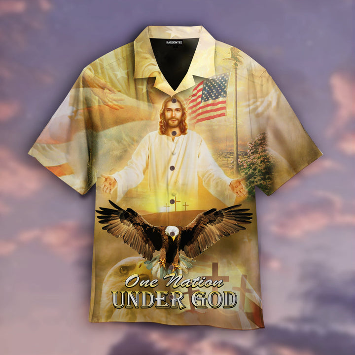 Jesus Bless American One Nation Under God Hawaiian Shirt | For Men & Women | HW2425-BehighStyle