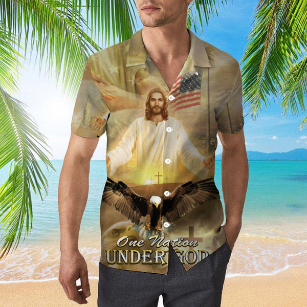 Jesus Bless American One Nation Under God Hawaiian Shirt | For Men & Women | HW2425-BehighStyle