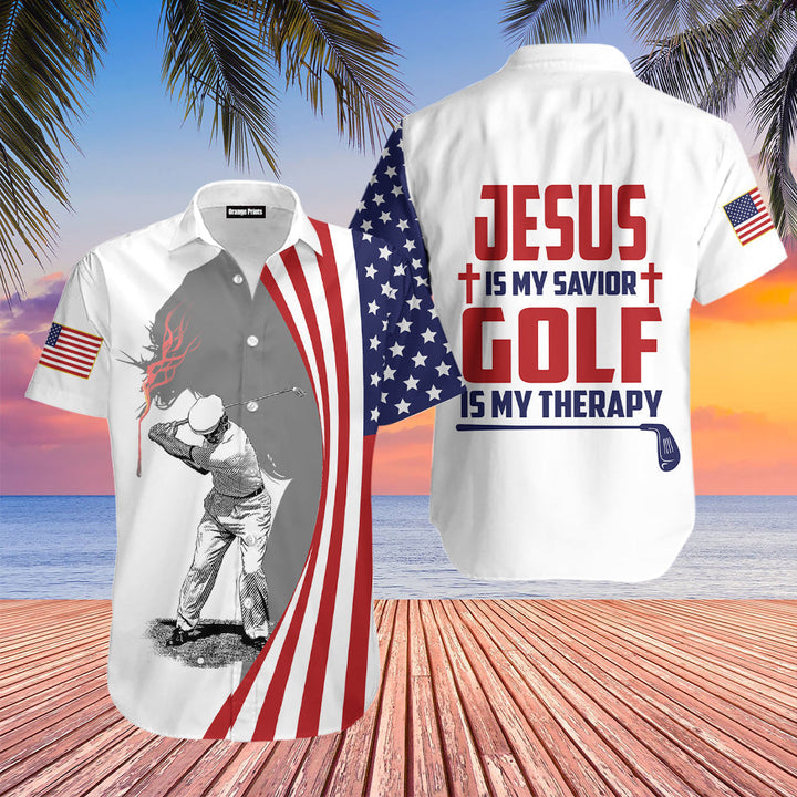 Jesus Is My Savior Golf Is My Therapy Aloha Hawaiian Shirt | For Men & Women | HW1782-BehighStyle