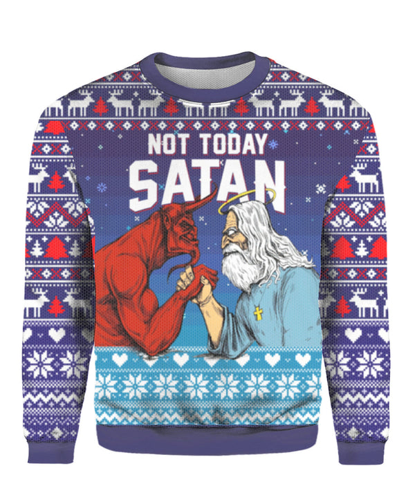 Jesus Not To Day Satan Ugly Christmas Sweater  | For Men & Women | UH1404