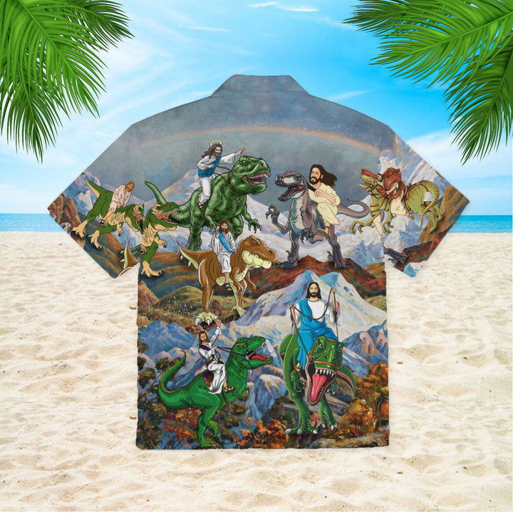 Jesus Ride A Dinosaur Hawaiian Shirt | For Men & Women | HW642-BehighStyle