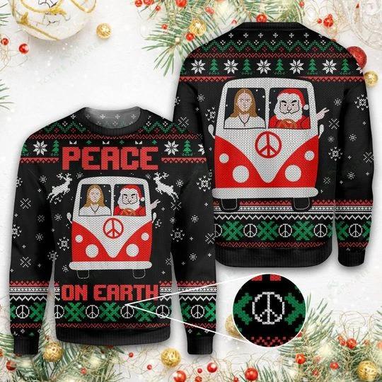 Jesus & Santa Peace On Earth Ugly Christmas Sweater | Adult | US1930