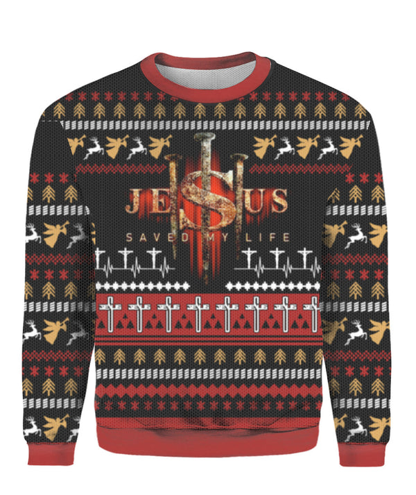 Jesus Saved My Life Ugly Christmas Sweater | For Men & Women | UH1142