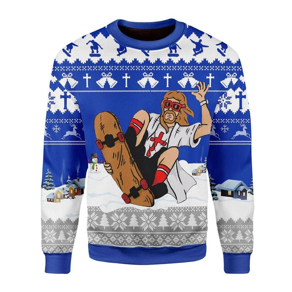 Jesus Skateboarding Ugly Christmas Sweater | Adult | US1944