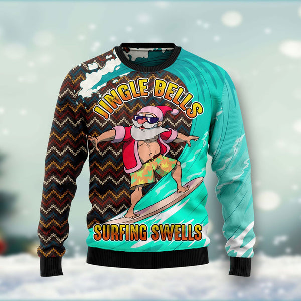 Jingle Bells Surfing Swells Ugly Christmas Sweater | For Men & Women | Adult | US1232-BehighStyle