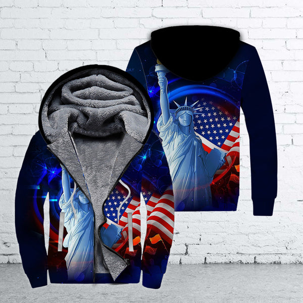 July 4th Statue Of Liberty Fleece Zip Hoodie All Over Print | FZ352