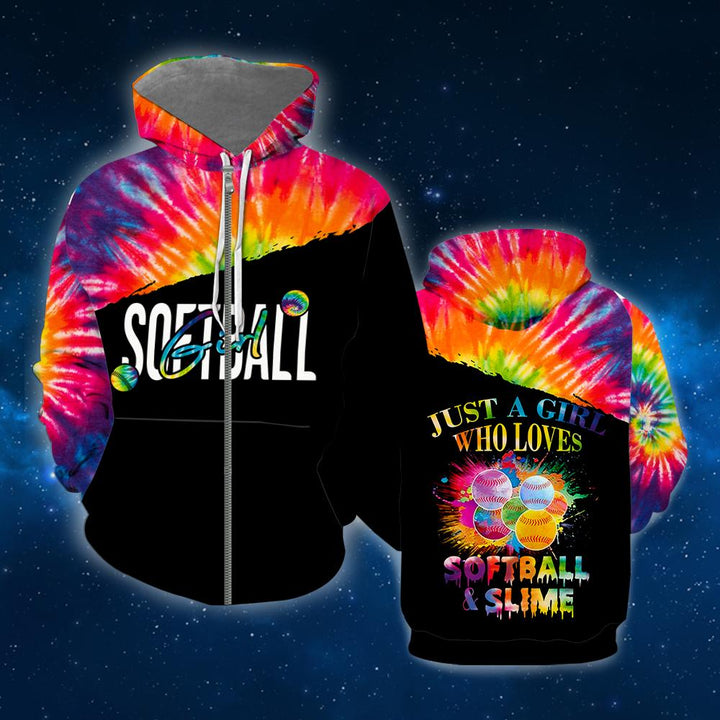Just A Girl Who Loves Softball And Slime Colorful 3D All Over Print | For Men & Women | Adult | HP153-BehighStyle