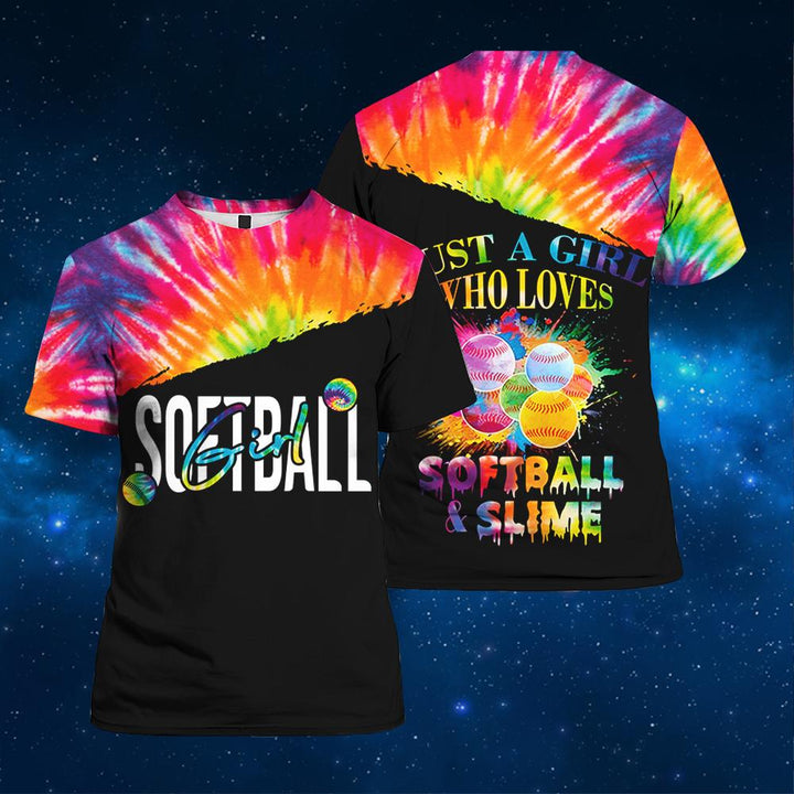 Just A Girl Who Loves Softball And Slime Colorful 3D All Over Print | For Men & Women | Adult | HP153-BehighStyle