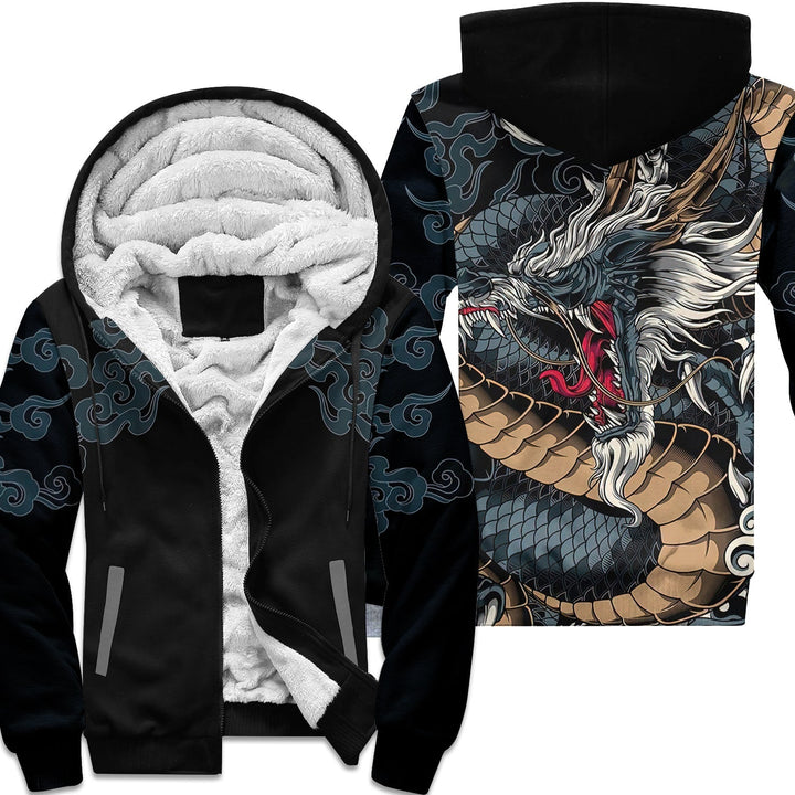 Kanagawa Dragon Fleece Zip Hoodie All Over Print | For Men & Women | FZ144-BehighStyle