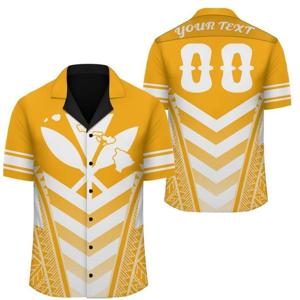 Kanaka Map Football Gold Custom Name Hawaiian Shirt | HN741