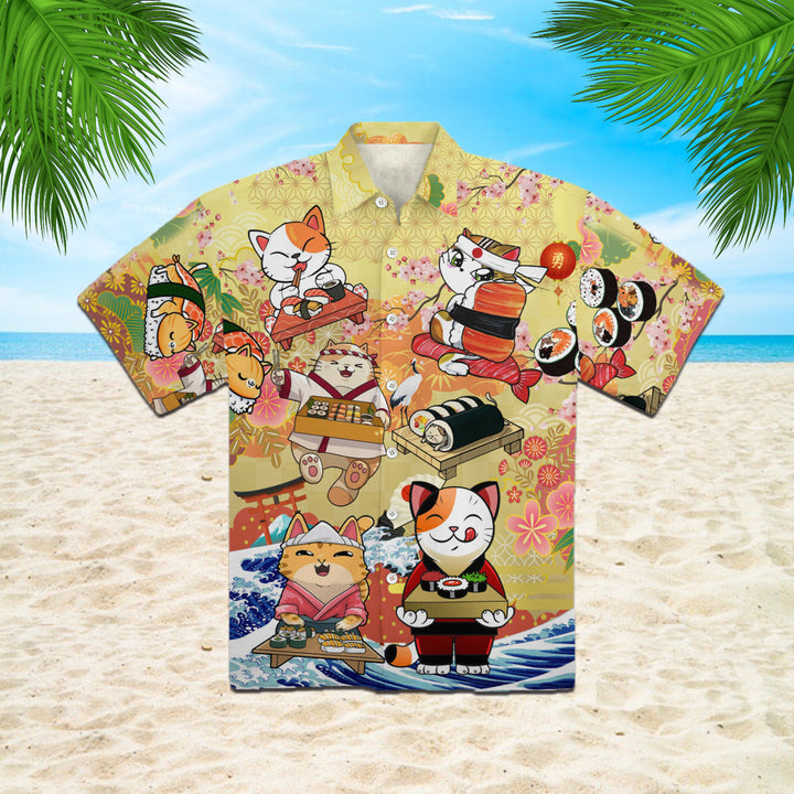 Keep Calm And Eat Sushi Cat Hawaiian Shirt | For Men & Women | HW952-BehighStyle