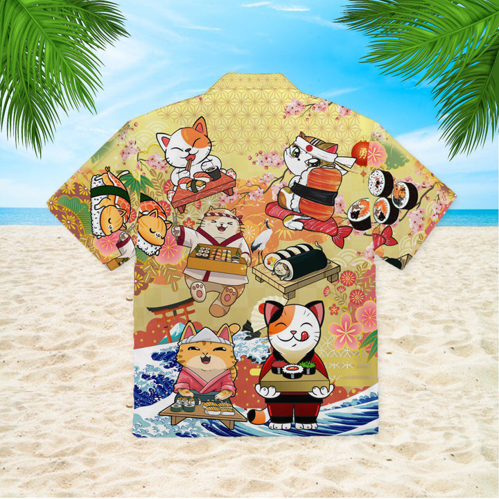 Keep Calm And Eat Sushi Cat Hawaiian Shirt | For Men & Women | HW952-BehighStyle