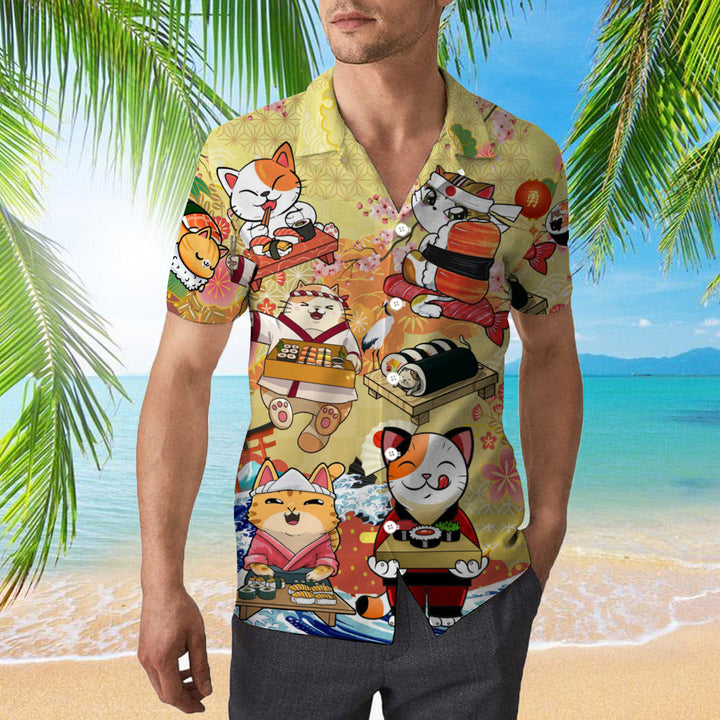 Keep Calm And Eat Sushi Cat Hawaiian Shirt | For Men & Women | HW952-BehighStyle