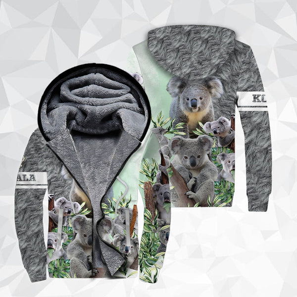 Koala Cute Fleece Zip Hoodie All Over Print | FZ439