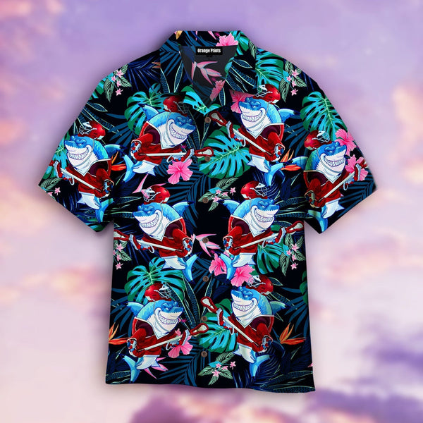 Lacrosse Shark Floral Aloha Hawaiian Shirt | For Men & Women | HW471-BehighStyle