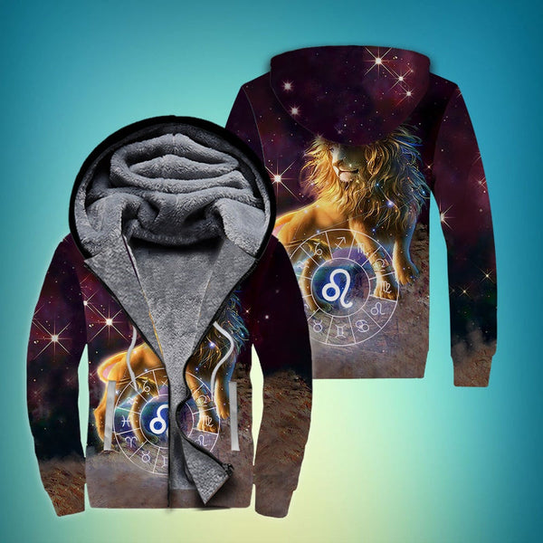 Leo Zodiac Fleece Zip Hoodie All Over Print | FZ419