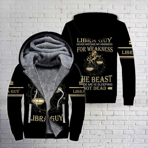 Libra Zodiac Guy Fleece Zip Hoodie All Over Print | FZ553