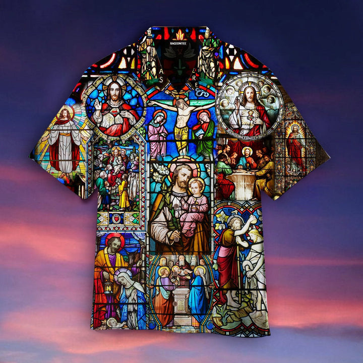 Life Of Jesus Stained Glass Hawaiian Shirt | For Men & Women | HW1846-BehighStyle